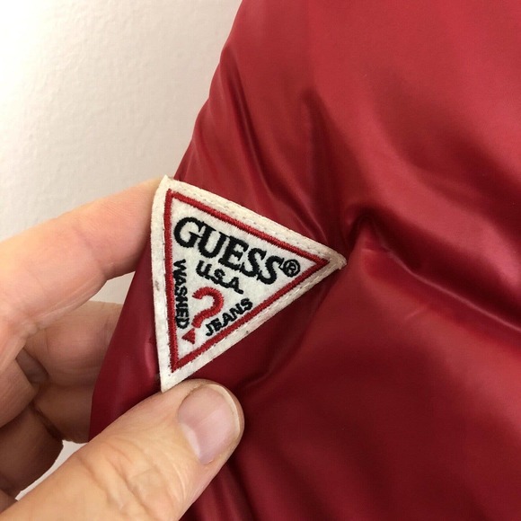 NWOT Guess Valentines Red Puffer Coat Retro Black & White Photo Lining Women XS - Picture 14 of 16